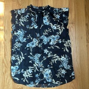 Tamarah blue flowered short sleeve top.